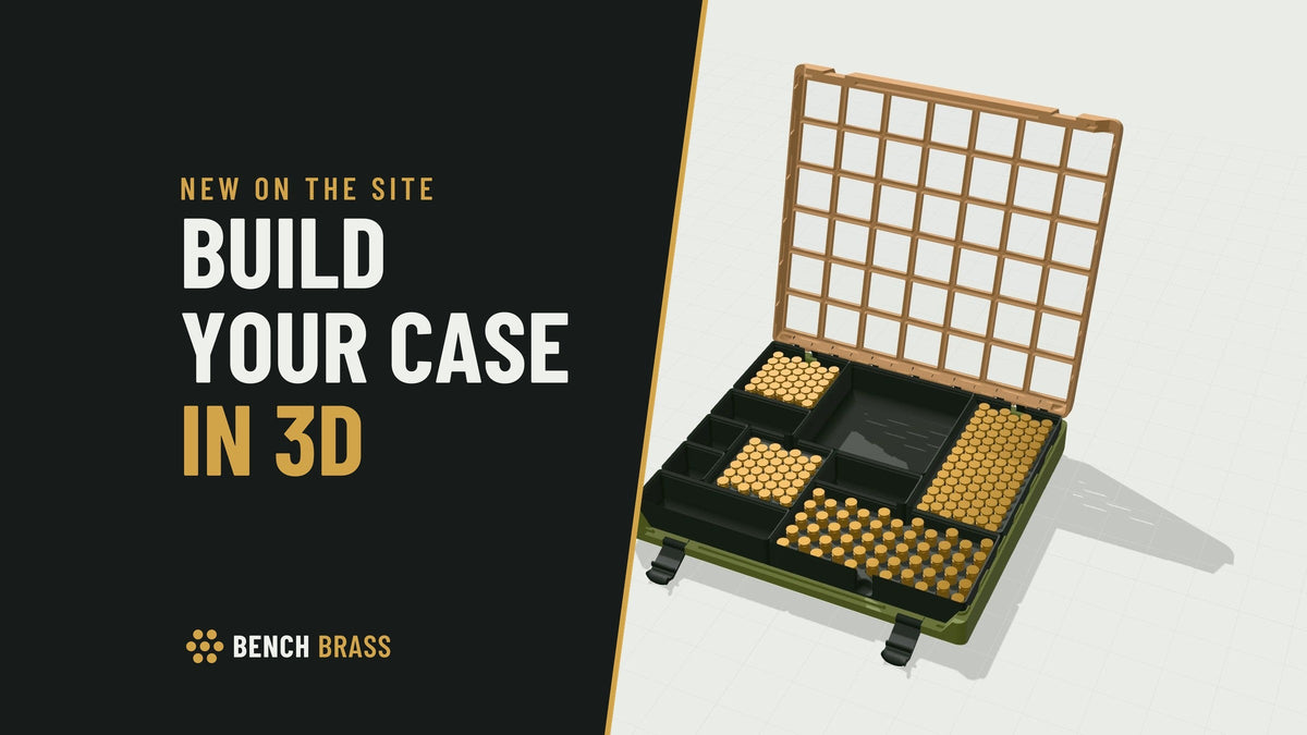 Build your case in 3D: the case builder with a Range case in Army Green and an Army Beige lid, filled with Headcount trays and Bay bins