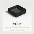 Bay 3×3 open bin, three-quarter view (render)