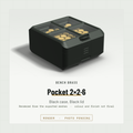 Pocket 2×2·6 closed, three-quarter view, Black case and Black lid (render)